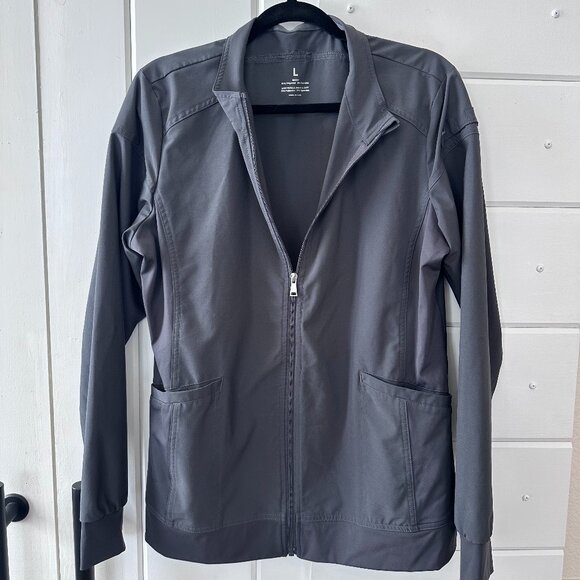Women's Scrub Jacket – Dark Grey | Size Large | Lightweight Medical Layer - Picture 1 of 4